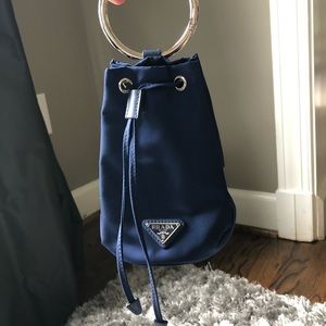 Prada Navy Blue Nylon Wristlet Pouch